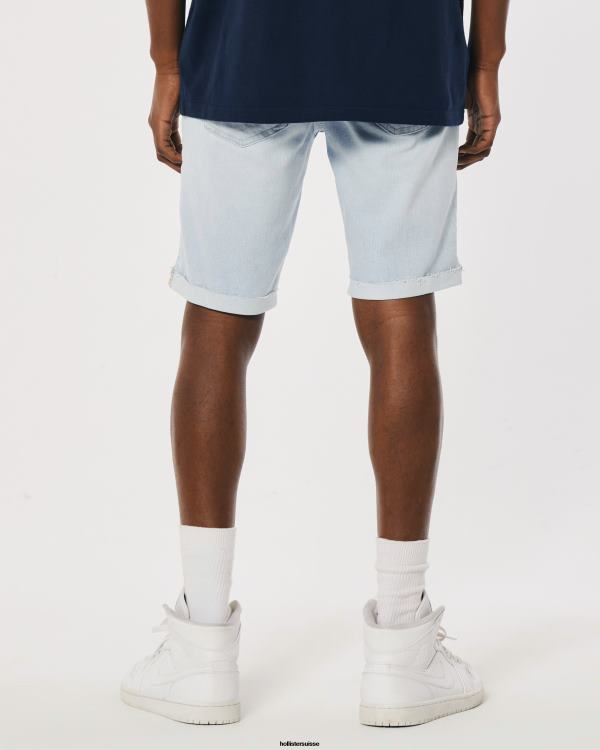 short en jean skinny déchiré délavé clair 9\'\' Hommes lavage super léger déchiré Hollister bas RRRJX1220