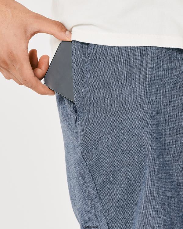 short en mélange de lin à devant plat 9\'\' Hommes marine chiné Hollister bas RRRJX1312