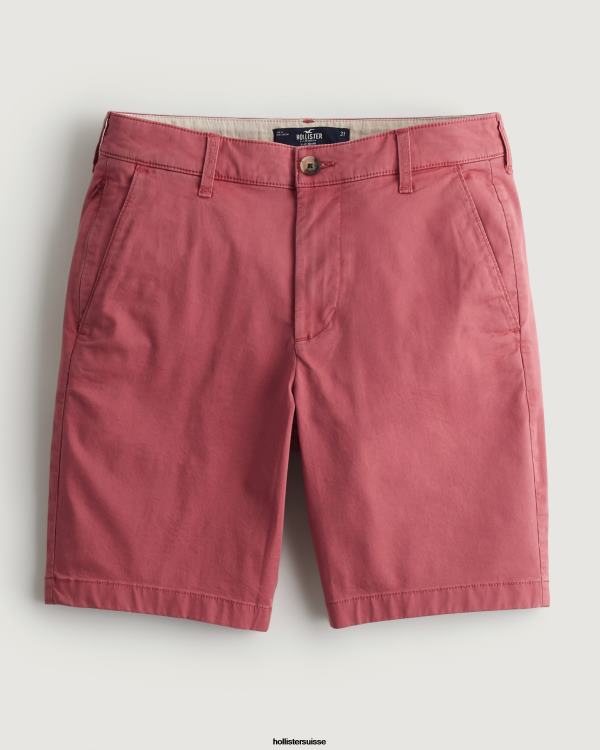 short en sergé à devant plat 9'' Hommes corail foncé Hollister bas RRRJX1196