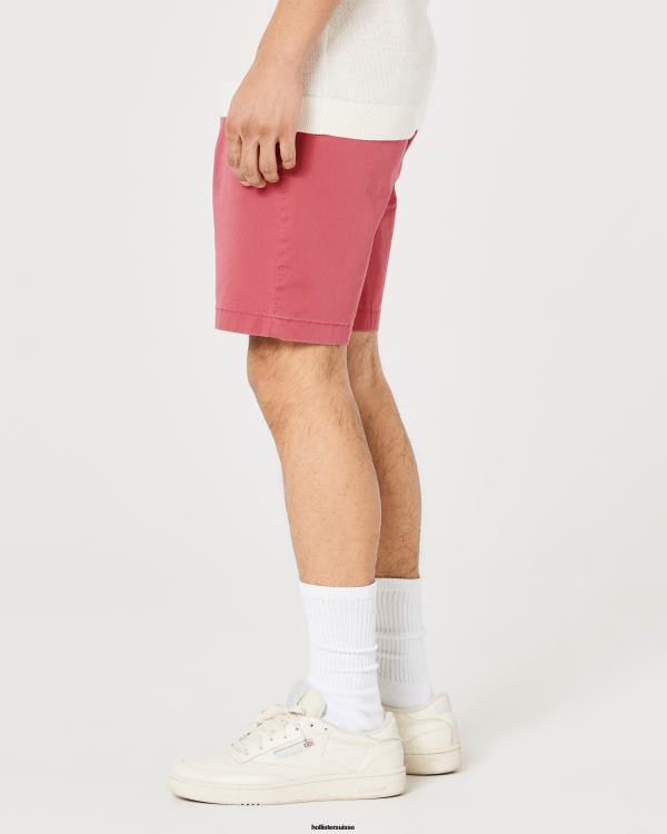 short en sergé à devant plat 9\'\' Hommes corail foncé Hollister bas RRRJX1196
