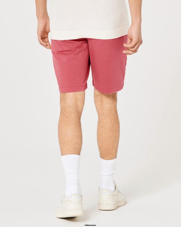short en sergé à devant plat 9\'\' Hommes corail foncé Hollister bas RRRJX1196