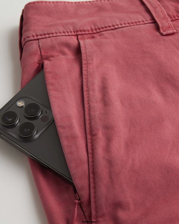 short en sergé à devant plat 9\'\' Hommes corail foncé Hollister bas RRRJX1196