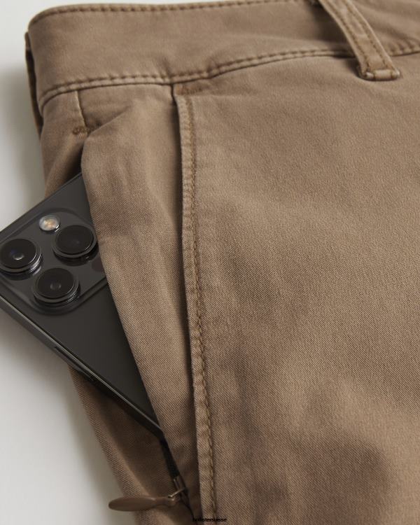 short en sergé à devant plat 9\'\' Hommes kaki foncé Hollister bas RRRJX1382