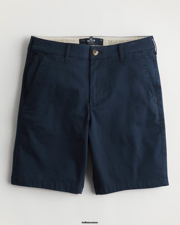 short en sergé à devant plat 9'' Hommes marine Hollister bas RRRJX1141