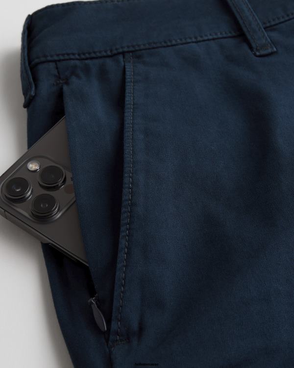 short en sergé à devant plat 9\'\' Hommes marine Hollister bas RRRJX1141