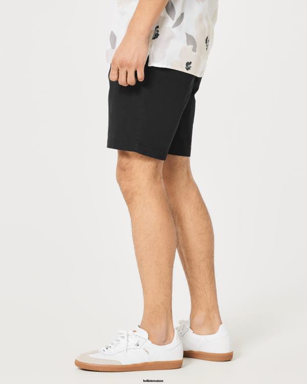 short en sergé à devant plat 9\'\' Hommes noir Hollister bas RRRJX1172