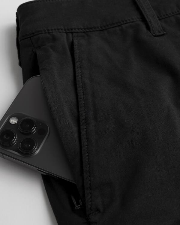 short en sergé à devant plat 9\'\' Hommes noir Hollister bas RRRJX1172