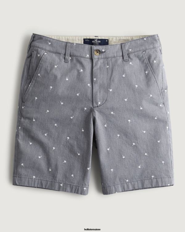 short en sergé à motif palmiers 9'' Hommes imprimé marine chiné Hollister bas RRRJX1390