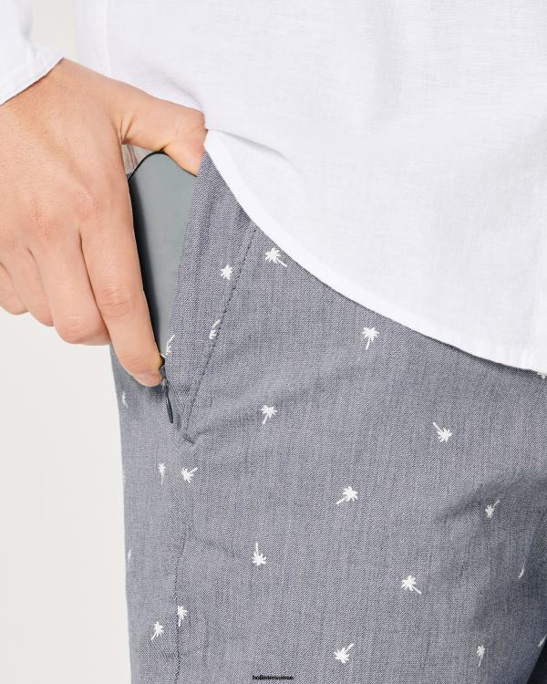short en sergé à motif palmiers 9\'\' Hommes imprimé marine chiné Hollister bas RRRJX1390