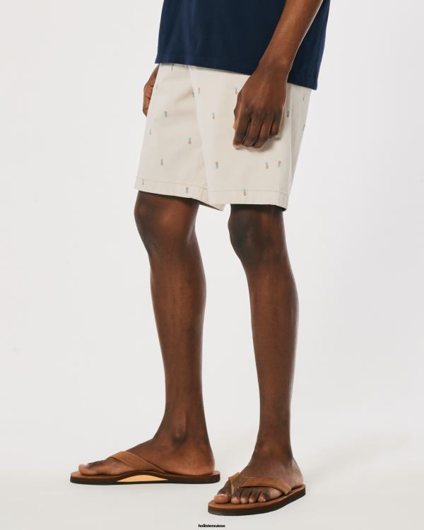 short en sergé sans pinces à motif ananas 9\'\' Hommes motif bronzage Hollister bas RRRJX1310