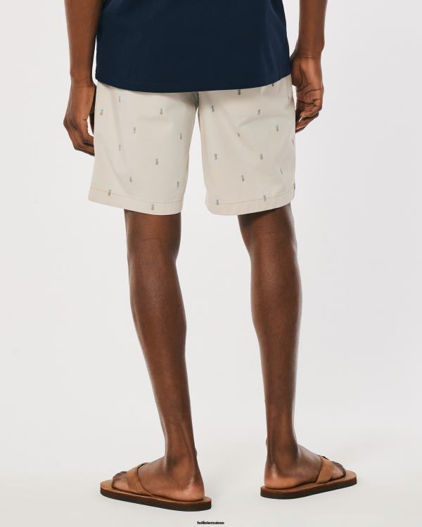 short en sergé sans pinces à motif ananas 9\'\' Hommes motif bronzage Hollister bas RRRJX1310