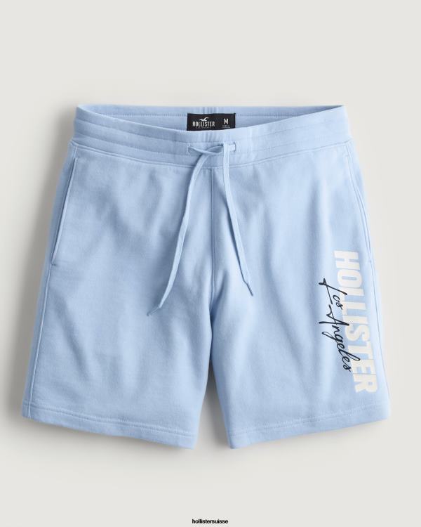 short graphique avec logo en molleton à changement de couleur 7'' Hommes bleu clair Hollister bas RRRJX1264