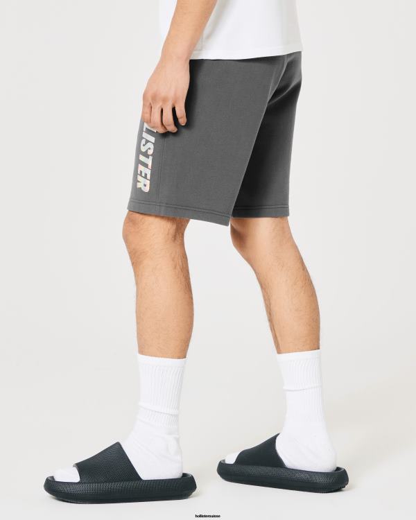 short graphique logo brillant en molleton 9\'\' Hommes gris foncé Hollister bas RRRJX1219