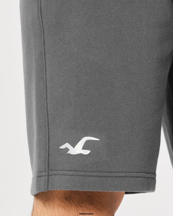 short graphique logo brillant en molleton 9\'\' Hommes gris foncé Hollister bas RRRJX1219