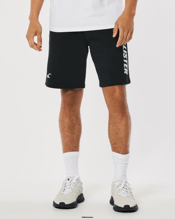short graphique logo brillant en molleton 9\'\' Hommes noir Hollister bas RRRJX1372
