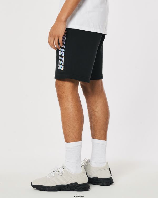 short graphique logo brillant en molleton 9\'\' Hommes noir Hollister bas RRRJX1372