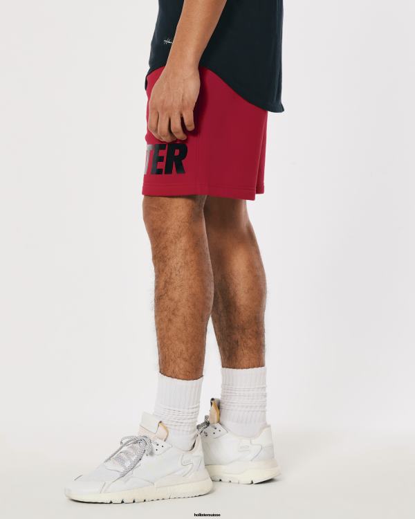 short graphique logo brillant en molleton 9\'\' Hommes rouge Hollister bas RRRJX1273