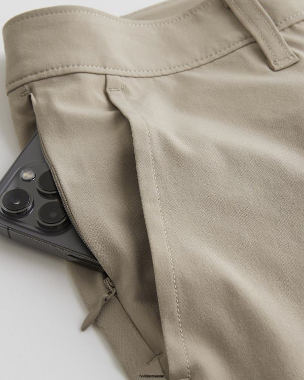 short hybride à devant plat 7\'\' Hommes kaki Hollister bas RRRJX1195