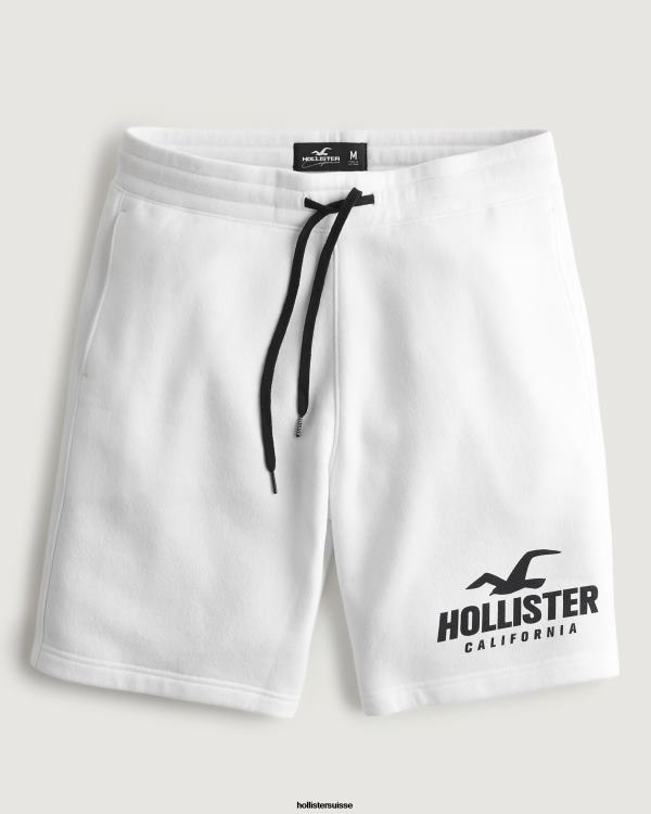 short molletonné logo graphique 9\'\' Hommes blanc Hollister bas RRRJX1164