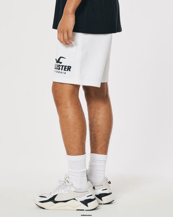 short molletonné logo graphique 9\'\' Hommes blanc Hollister bas RRRJX1164