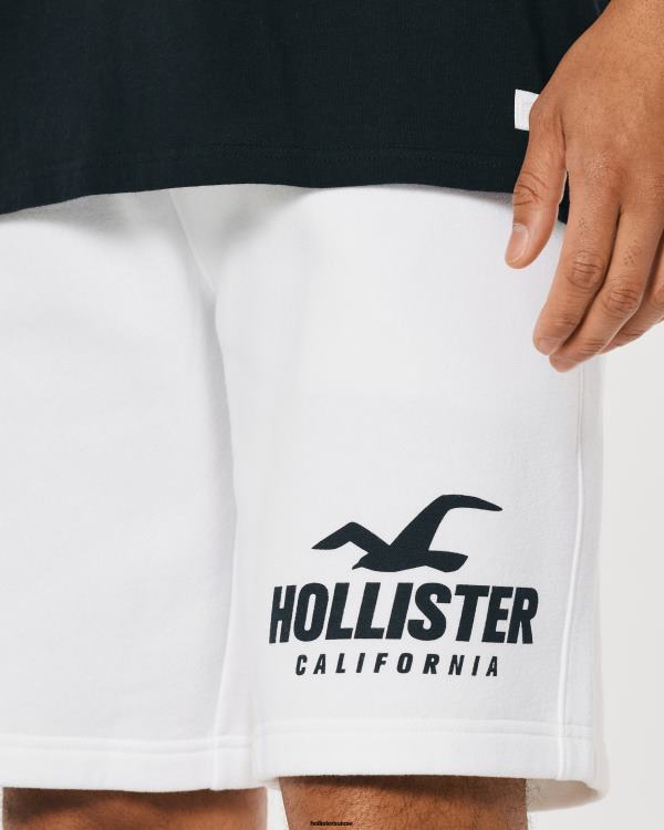 short molletonné logo graphique 9\'\' Hommes blanc Hollister bas RRRJX1164
