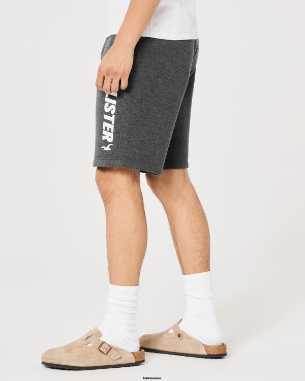 short molletonné logo graphique 9\'\' Hommes gris chiné foncé Hollister bas RRRJX1136