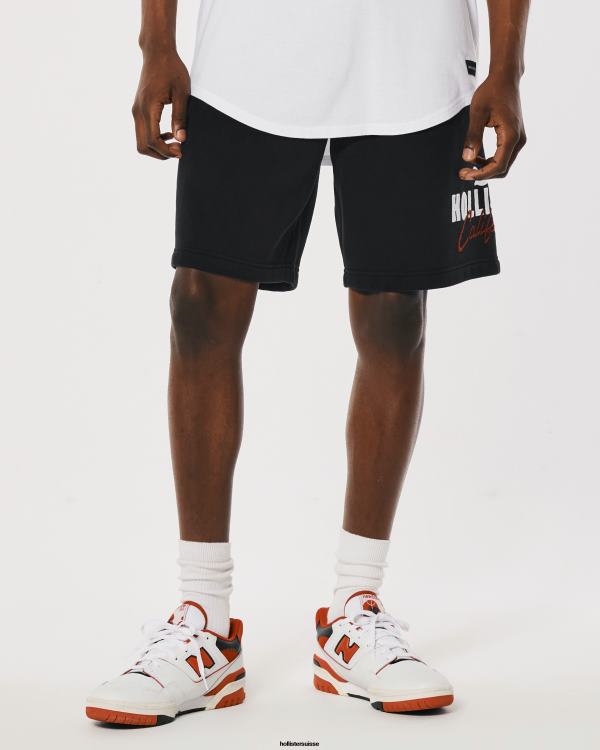 short molletonné logo graphique 9\'\' Hommes noir Hollister bas RRRJX1239