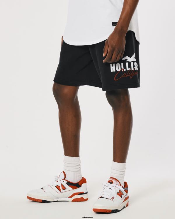 short molletonné logo graphique 9\'\' Hommes noir Hollister bas RRRJX1239