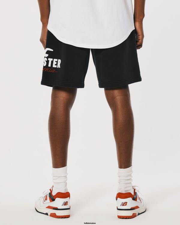 short molletonné logo graphique 9\'\' Hommes noir Hollister bas RRRJX1239