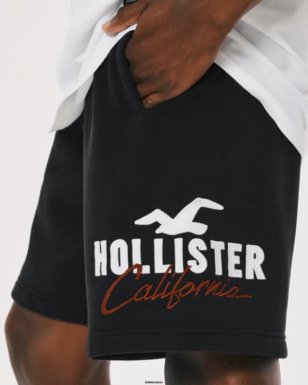 short molletonné logo graphique 9\'\' Hommes noir Hollister bas RRRJX1239