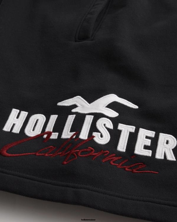 short molletonné logo graphique 9\'\' Hommes noir Hollister bas RRRJX1239