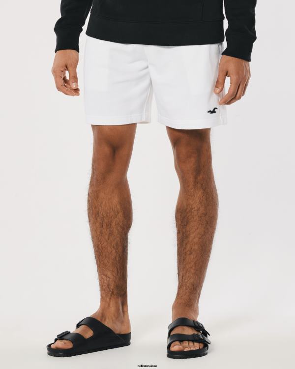 short molletonné à logo icône 7\'\' Hommes blanc Hollister bas RRRJX1258