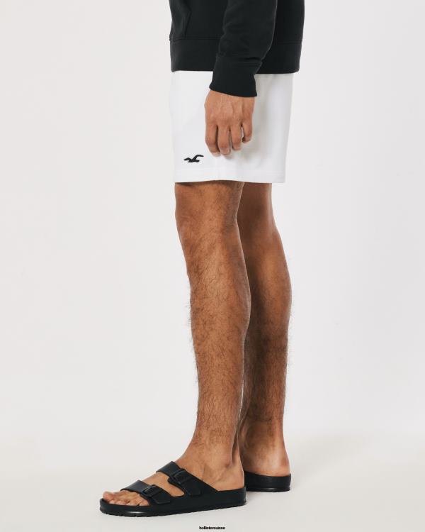 short molletonné à logo icône 7\'\' Hommes blanc Hollister bas RRRJX1258