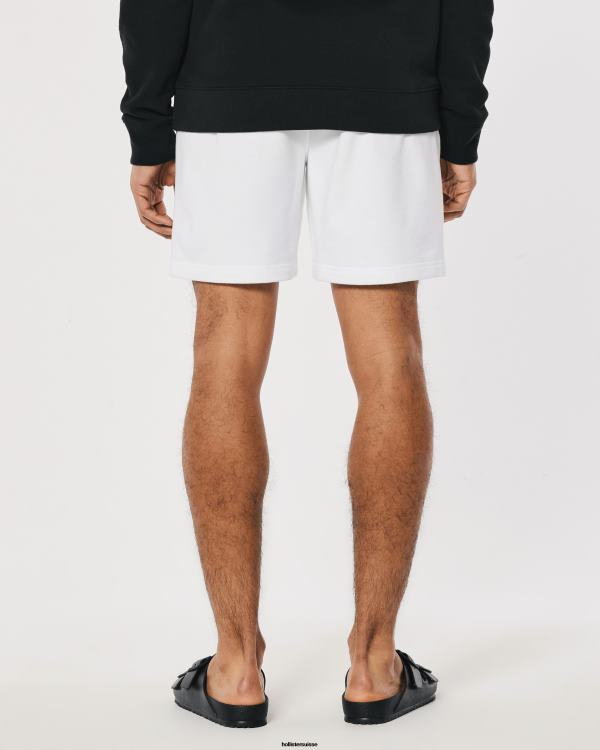 short molletonné à logo icône 7\'\' Hommes blanc Hollister bas RRRJX1258