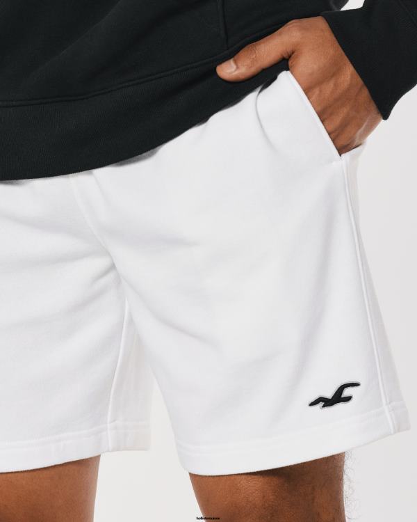short molletonné à logo icône 7\'\' Hommes blanc Hollister bas RRRJX1258