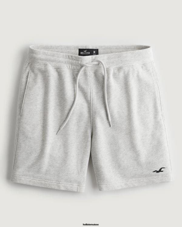 short molletonné à logo icône 7'' Hommes gris chiné clair Hollister bas RRRJX1154