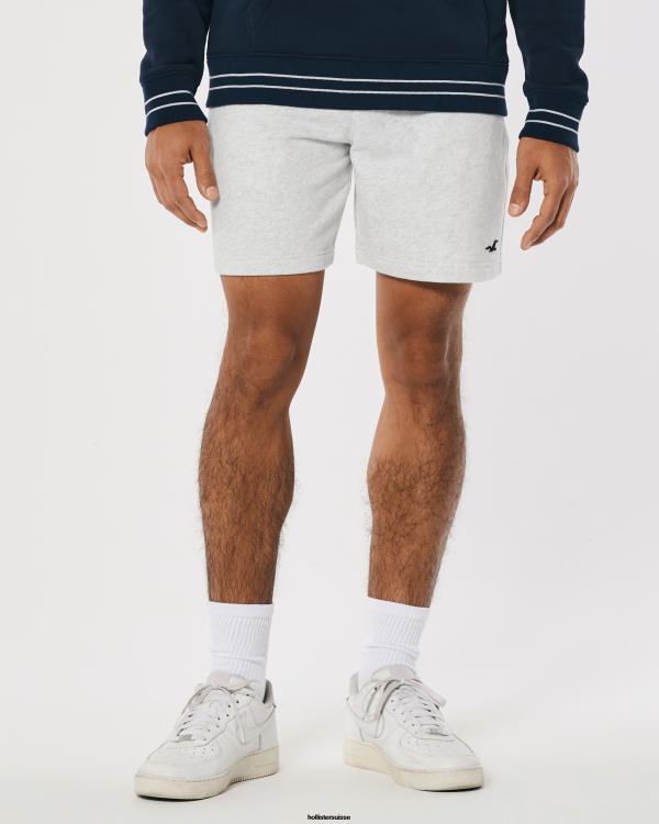 short molletonné à logo icône 7\'\' Hommes gris chiné clair Hollister bas RRRJX1154