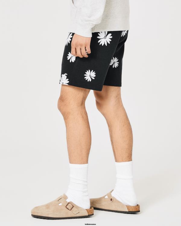 short motif fleuri molleton éponge 7\'\' Hommes fleuri noir Hollister bas RRRJX1283