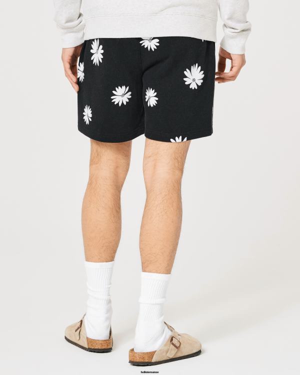 short motif fleuri molleton éponge 7\'\' Hommes fleuri noir Hollister bas RRRJX1283