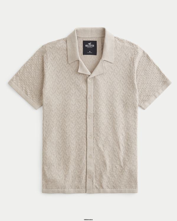 chemise décontractée à manches courtes Hommes brun clair chiné Hollister hauts RRRJX904