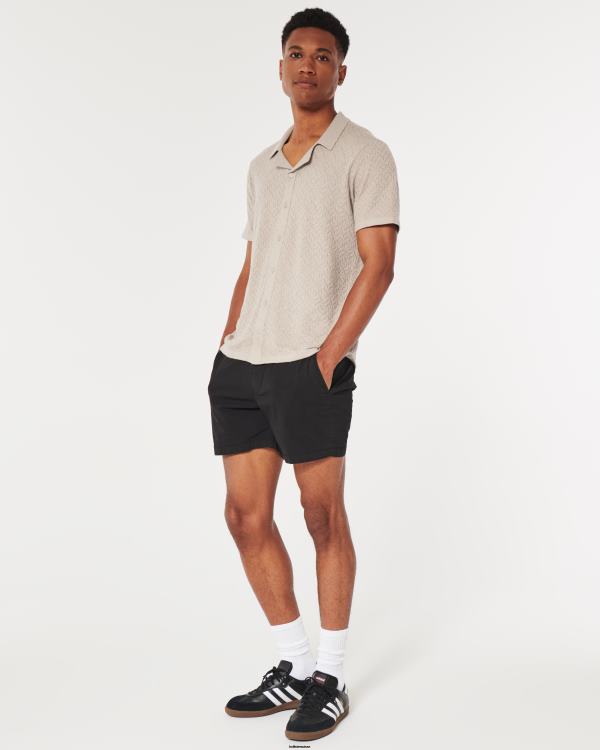 chemise décontractée à manches courtes Hommes brun clair chiné Hollister hauts RRRJX904