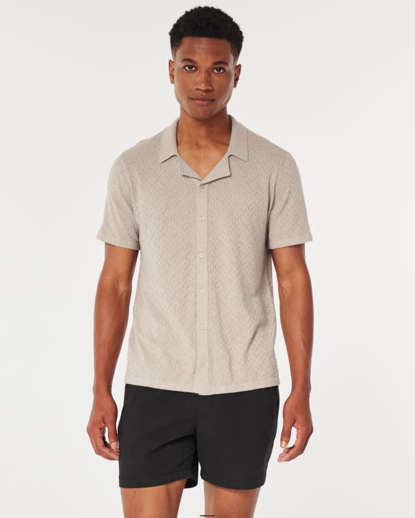 chemise décontractée à manches courtes Hommes brun clair chiné Hollister hauts RRRJX904