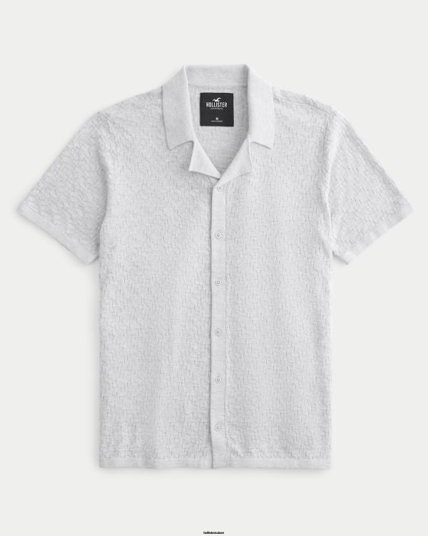 chemise décontractée à manches courtes Hommes gris chiné clair Hollister hauts RRRJX1030