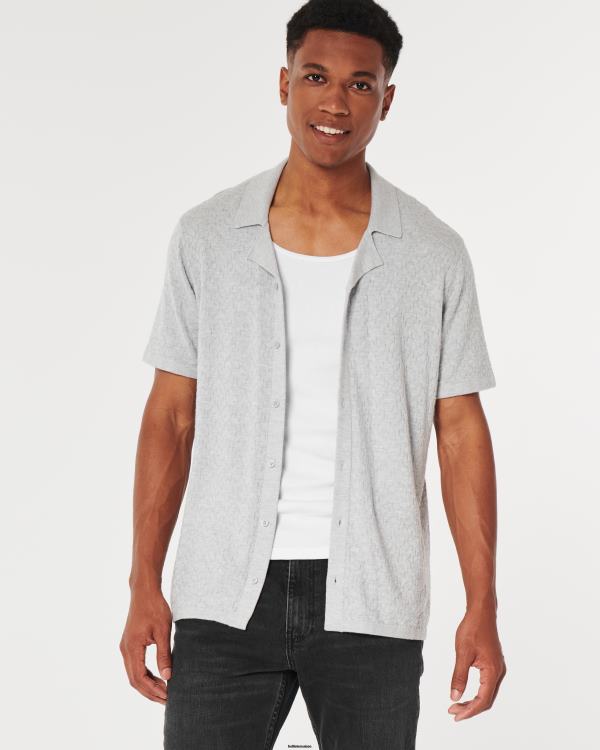 chemise décontractée à manches courtes Hommes gris chiné clair Hollister hauts RRRJX1030