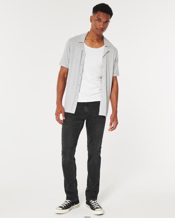 chemise décontractée à manches courtes Hommes gris chiné clair Hollister hauts RRRJX1030
