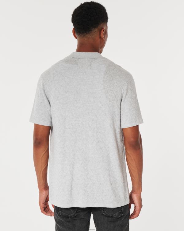 chemise décontractée à manches courtes Hommes gris chiné clair Hollister hauts RRRJX1030