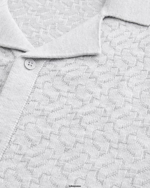 chemise décontractée à manches courtes Hommes gris chiné clair Hollister hauts RRRJX1030