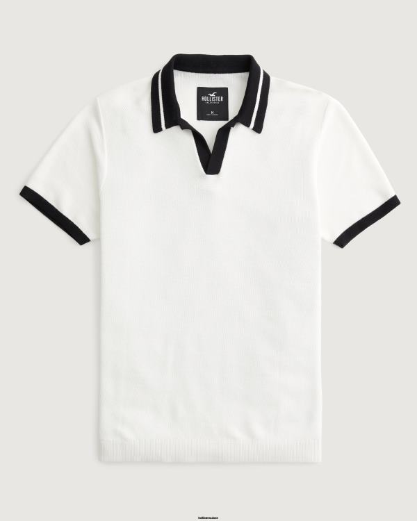 polo à col johnny Hommes blanc Hollister hauts RRRJX869