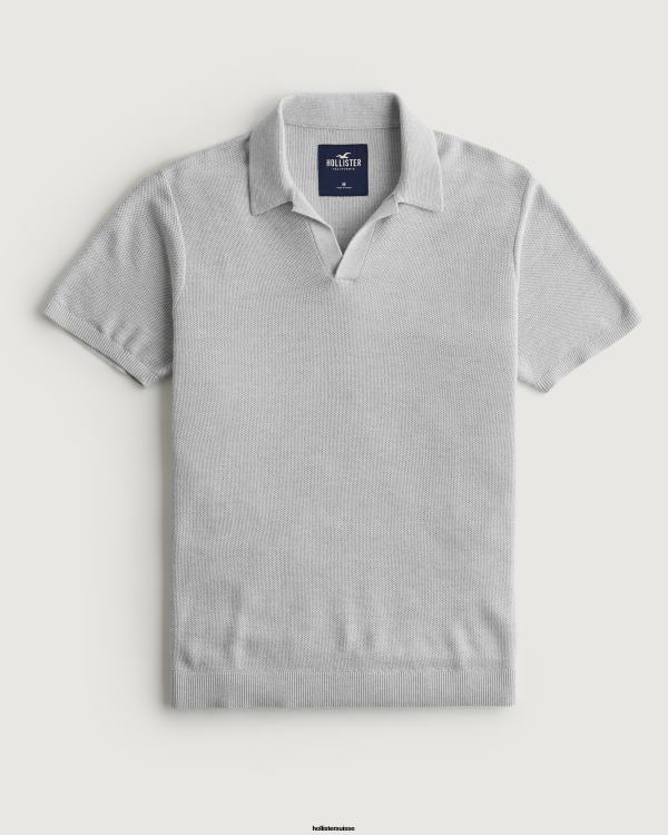 polo à col johnny Hommes gris Hollister hauts RRRJX792