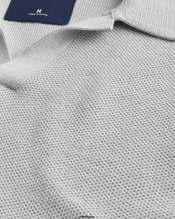 polo à col johnny Hommes gris Hollister hauts RRRJX792